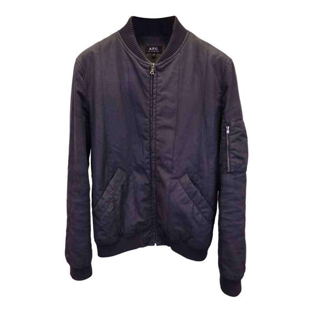 A.P.C. Theo Bomber Jacket in Black Nylon Canvas